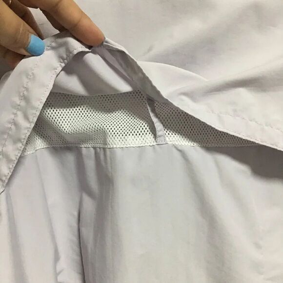 LL Bean Women Lavender Collared Pockets Long Roll Tab Sleeve Button Shirt Top L - Picture 5 of 5